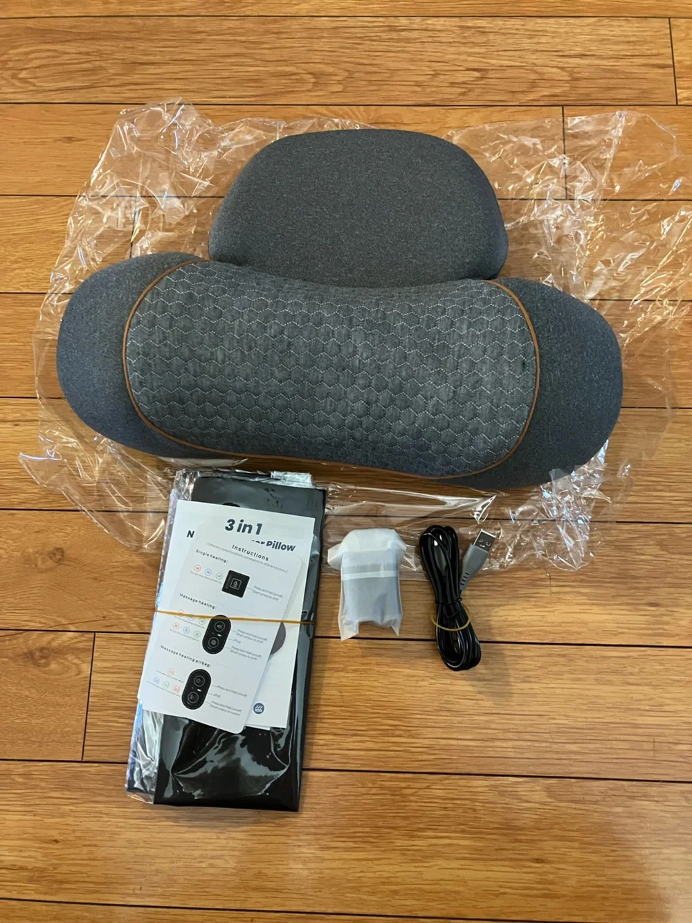 Freebody 3-in-1 Neck Massager Pillow with Heat &Massage Support, Grey,New
